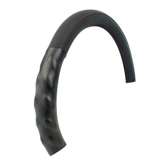 Lampa Κάλυμμα Τιμονιού Αυτοκινήτου Dedon 35-37εκ  Άοσμο με εργονομική λαβή Αγωνιστικό Skeentex Μαύρο με Κόκκινη Ραφή 1-τεμ. (L3312.1)