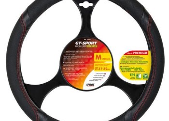 Lampa Κάλυμμα Τιμονιού Αυτοκινήτου GT-Sport Premium 37-39εκ. Άοσμο λαβές με δερματίνη αντοχής Συνθετικό Μαύρο με Κόκκινη Ραφή 1-τεμ. (L3313.3)