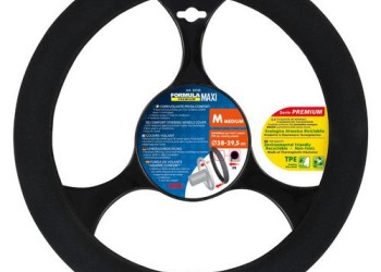 Lampa Κάλυμμα Τιμονιού Αυτοκινήτου Formula Maxi 38-39,5εκ. Άοσμο Ευρείας κάλυψης Μαύρο με Μαύρη Ραφή 1-τεμ. (L3314.3)