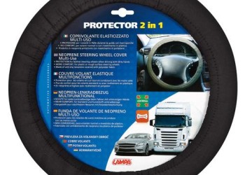 Lampa Κάλυμμα Τιμονιού Αυτοκινήτου Protector 2in1 με Διάμετρο 34-45εκ. Neopren & Polyester Μαύρο Ελαστικό 1-τεμ. (L3314.6)