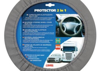 Lampa Κάλυμμα Τιμονιού Αυτοκινήτου Protector 2in1 με Διάμετρο 34-45εκ. Neopren & Polyester Γκρι Ελαστικό 1-τεμ. (L3314.7)