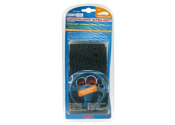 Lampa Κάλυμμα Τιμονιού Αυτοκινήτου Jumbo 37-38εκ. Δετό Διάτρητο αντιολισθητικό μαλακό από Δερματίνη Μαύρο – Universal 1-τεμ. (L3302.0)