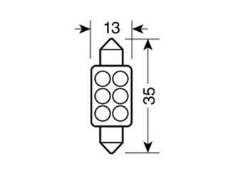 ΛΑΜΠΑΚΙ ΠΛΑΦΟΝΙΕΡΑΣ 6 LED 13x35mm