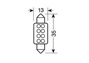 ΛΑΜΠΑΚΙ ΠΛΑΦΟΝΙΕΡΑΣ 8 LED 13x35mm ΜΠΛΕ