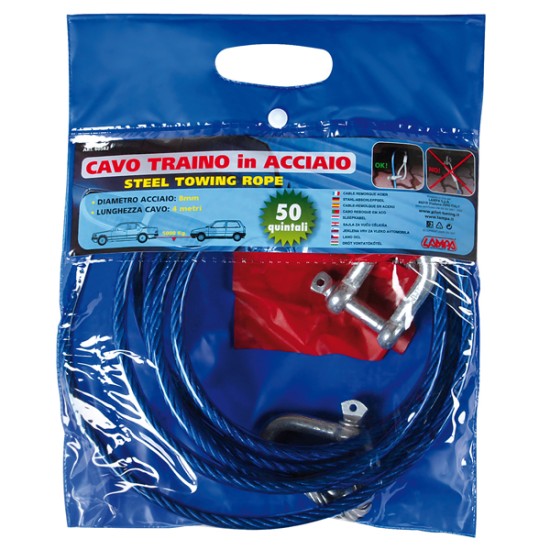 Lampa - Ατσαλένιο Συρματόσχοινο Ρυμούλκησης Μήκος 3.5m Διάμετρος 8mm - Αντοχή 5.000kg - 1 τεμ (L6058.2)