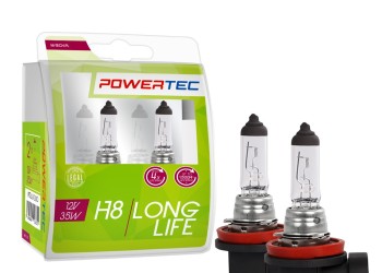 H8 12V 35W PGJ19-1 POWERTEC LONG LIFE (up to 3.200k) ΑΛΟΓΟΝΟΥ  M-TECH - 2 τεμ