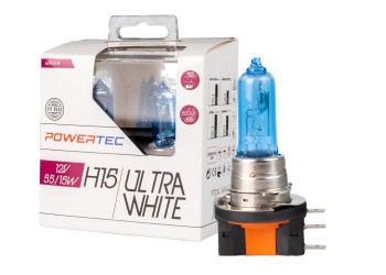 ΛΑΜΠΕΣ H15 12V 55/15W POWERTEC ULTRA WHITE (up to 5.000k)mTECH - 2 Τεμ.