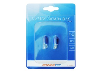 W5W 12V 5W W2,1x9,5d (ΚΑΡΦΩΤΟ ΑΚΑΛΥΚΟ)  POWERTEC XENON BLUE 2ΤΕΜ.