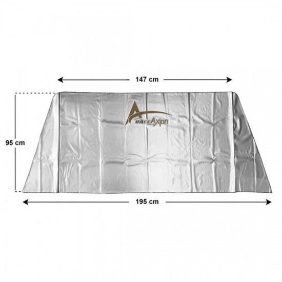Εξωτερική Ηλιοπροστασία Large Μ195-147 Χ Υ95 cm για το Παρμπρίζ από Ύφασμα 3 Στρώσεων και Ρινίσματα Αλουμινίου σε ασημί χρώμα με logo και άκαυστη επένδυση Race Axion - 1 τεμάχιο
