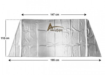 Εξωτερική Ηλιοπροστασία X-Large Μ195-147 Χ Υ110 cm για το Παρμπρίζ από Ύφασμα 3 Στρώσεων και Ρινίσματα Αλουμινίου σε ασημί χρώμα με logo και άκαυστη επένδυση Race Axion - 1 τεμάχιο