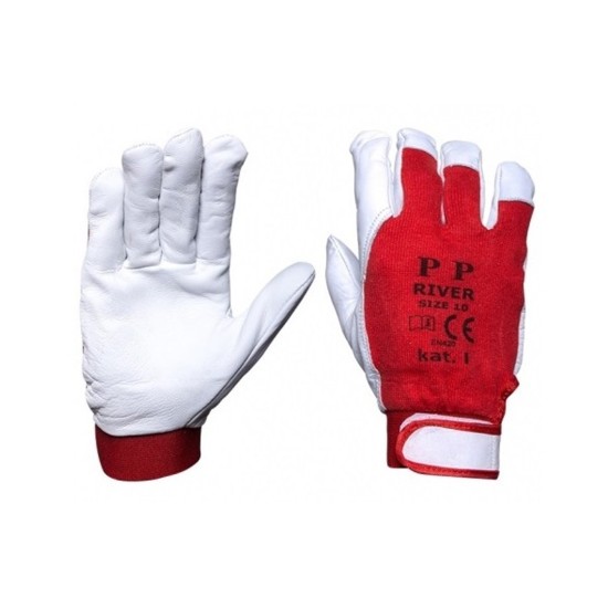 Amio - ΓΑΝΤΙΑ ΕΡΓΑΣΙΑΣ ΔΕΡΜΑΤΙΝΑ ΛΕΥΚΟ/ΚΟΚΚΙΝΟ ΜΕΓΕΘΟΣ 8 – 2 τεμ. (REK9-S8/AM)