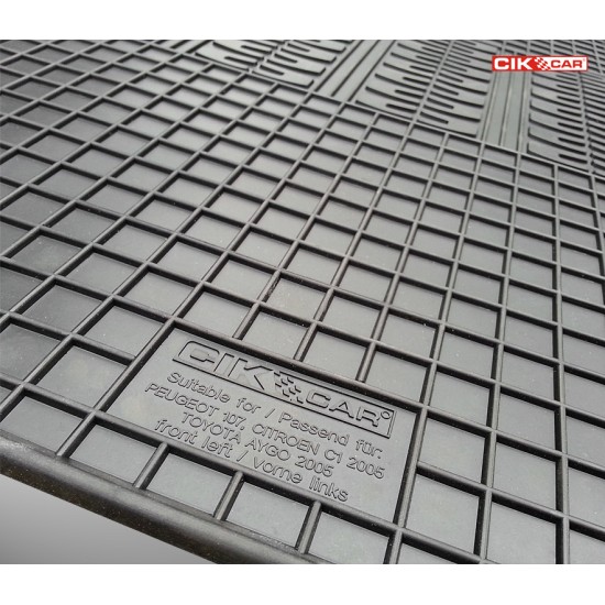 Cik - ΜΑΡΚΕ ΠΑΤΑΚΙΑ ΣΕ ΣΚΑΦΗ ΛΑΣΤΙΧΟ ΓΙΑ CITROEN C1 / PEUGEOT 107 / TOYOTA AYGO 2005-2014 ΣΕ ΜΑΥΡΟ ΧΡΩΜΑ ΧΩΡΙΣ ΚΟΥΜΠΩΜΑΤΑ - 4 ΤΕΜ. (RM.CI.0004/CK)