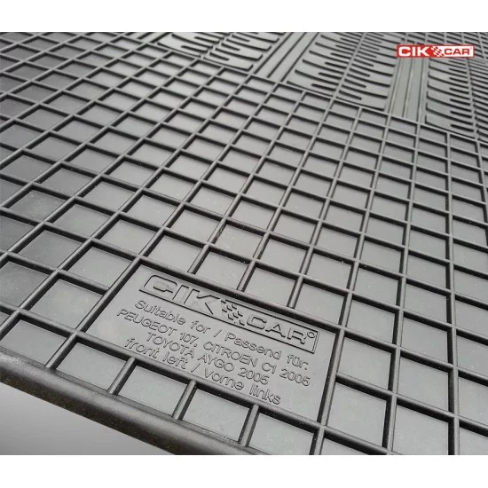 Cik - ΠΑΤΑΚΙΑ ΑΥΤΟΚΙΝΗΤΟΥ ΑΠΟ ΛΑΣΤΙΧΟ ΓΙΑ CITROEN C1 / PEUGEOT 107 / TOYOTA AYGO 2005-2014 ΣΕ ΜΑΥΡΟ ΧΡΩΜΑ ΧΩΡΙΣ ΚΟΥΜΠΩΜΑΤΑ - 4 ΤΕΜ. (RM.CI.0004/CK)