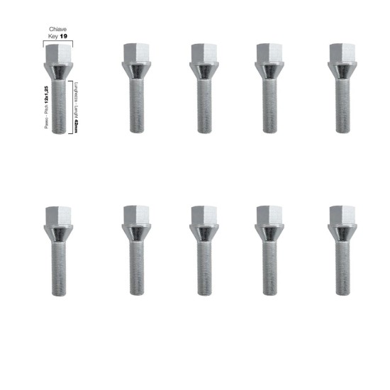 ΜΠΟΥΛΟΝΙΑ ΚΩΝΙΚΑ 12x1,25 (42mm) (19) SIMONI RACING - 10 ΤΕΜ.