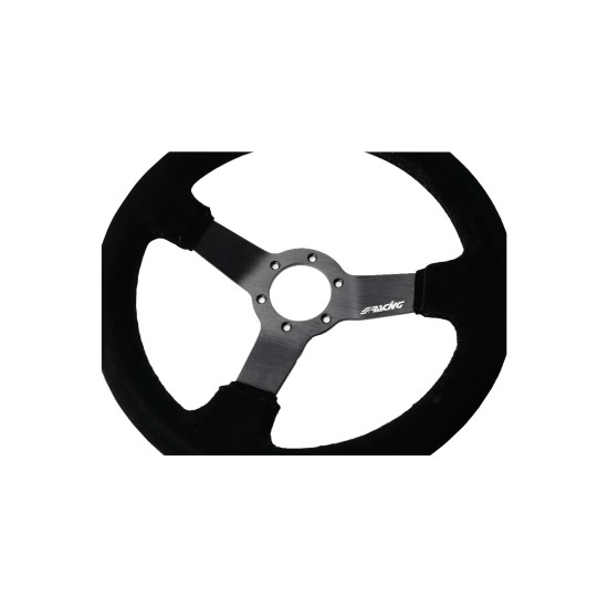 ΤΙΜΟΝΙ ΤΡΙΑΚΤΙΝΟ 320 mm/ΠΑΧΟΣ 104 mm/BΑΘΟΣ 47 mm ΜΑΥΡΟ ΣΟΥΕΤ ΜΕ ΚΙΤΡΙΝΗ ΡΙΓΑ SIMONI RACING - 1 TEM.