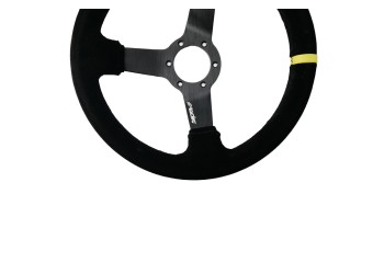 ΤΙΜΟΝΙ ΤΡΙΑΚΤΙΝΟ 320 mm/ΠΑΧΟΣ 104 mm/BΑΘΟΣ 47 mm ΜΑΥΡΟ ΣΟΥΕΤ ΜΕ ΚΙΤΡΙΝΗ ΡΙΓΑ SIMONI RACING - 1 TEM.