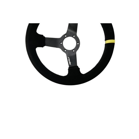 ΤΙΜΟΝΙ ΤΡΙΑΚΤΙΝΟ 320 mm/ΠΑΧΟΣ 104 mm/BΑΘΟΣ 47 mm ΜΑΥΡΟ ΣΟΥΕΤ ΜΕ ΚΙΤΡΙΝΗ ΡΙΓΑ SIMONI RACING - 1 TEM.