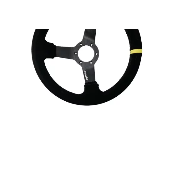 ΤΙΜΟΝΙ ΤΡΙΑΚΤΙΝΟ 320 mm/ΠΑΧΟΣ 104 mm/BΑΘΟΣ 47 mm ΜΑΥΡΟ ΣΟΥΕΤ ΜΕ ΚΙΤΡΙΝΗ ΡΙΓΑ SIMONI RACING - 1 TEM.