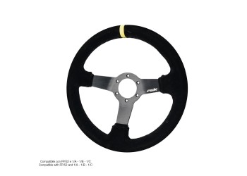 ΤΙΜΟΝΙ ΤΡΙΑΚΤΙΝΟ 320 mm/ΠΑΧΟΣ 104 mm/BΑΘΟΣ 47 mm ΜΑΥΡΟ ΣΟΥΕΤ ΜΕ ΚΙΤΡΙΝΗ ΡΙΓΑ SIMONI RACING - 1 TEM.