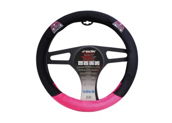 ΚΑΛΥΜΜΑ ΤΙΜΟΝΙΟΥ PUSSY CAT ΜΕ STRASS ΜΑΥΡΟ/ΡΟΖ ΥΦΑΣΜΑΤΙΝΟ 37-39cm SIMONI RACING  - 1 τεμ.