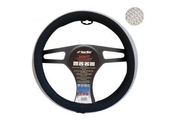 ΚΑΛΥΜΜΑ ΤΙΜΟΝΙΟΥ BLACK AND DIAMONDS ΜΑΥΡΟ ΜΕ ΣΤΡΑΣ ΟΙΚΟΛΟΓΙΚΟ ΔΕΡΜΑ 37-39cm