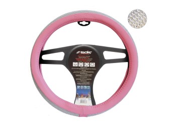 ΚΑΛΥΜΜΑ ΤΙΜΟΝΙΟΥ PINK AND DIAMONDS ΡΟΖ ΜΕ ΣΤΡΑΣ ΟΙΚΟΛΟΓΙΚΟ ΔΕΡΜΑ 37-39cm