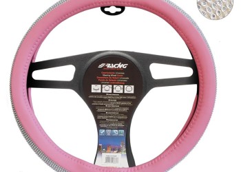 ΚΑΛΥΜΜΑ ΤΙΜΟΝΙΟΥ PINK AND DIAMONDS ΡΟΖ ΜΕ ΣΤΡΑΣ ΟΙΚΟΛΟΓΙΚΟ ΔΕΡΜΑ 37-39cm