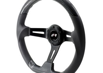 ΤΙΜΟΝΙ GIAU CARBON LOOK ΤΡΙΑΚΤΙΝΟ ΜΑΥΡΟ ΔΙΑΜΕΤΡΟΣ 350mm ΠΑΧΟΣ 70mm SIMONI RACING  - 1 τεμ.