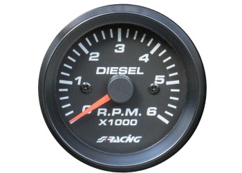 ΣΤΡΟΦΟΜΕΤΡΟ ΜΑΥΡΟ ΓΙΑ DIESEL 0-6000RPM ΠΟΡΤΟΚΑΛΙ ΦΩΣ
