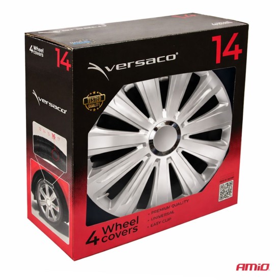 Amio – Τάσια Τροχών 14" Trend RC Ασημί για Αναβάθμιση Εμφάνισης & Καθημερινή Χρήση – Σετ 4 Τεμ. (6896/AM)