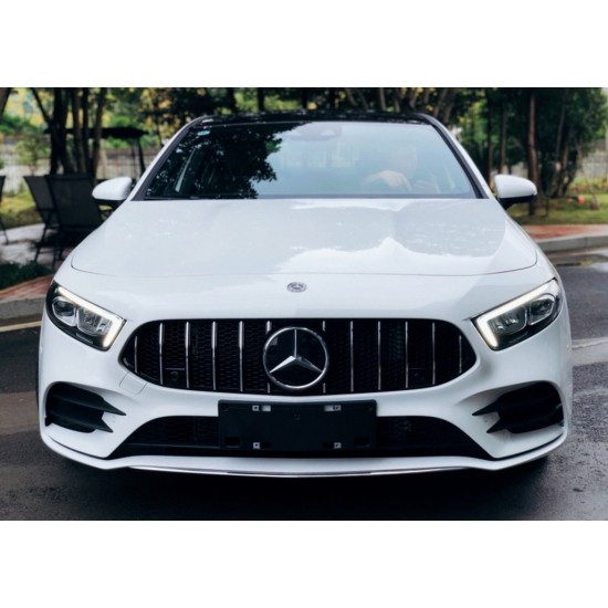 Μπροστινή μάσκα κατάλληλη για Mercedes A-Class W177 Hatchback V177 Sedan (04.2018-2022) Mesh GT-R Panamericana Design Μαύρο Χρώμιο χωρίς κάμερα