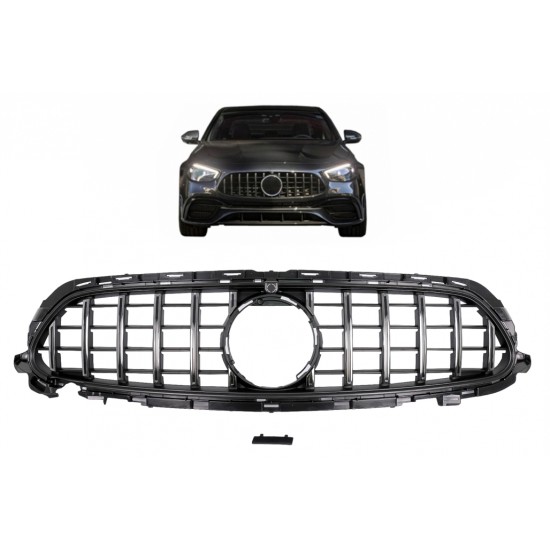 Μπροστινή μάσκα κατάλληλη για Mercedes E-Class Facelift W213 S213 C238 A238 Sport Line (2020-Up) GT-R Panamericana Design Chrome χωρίς κάμερα
