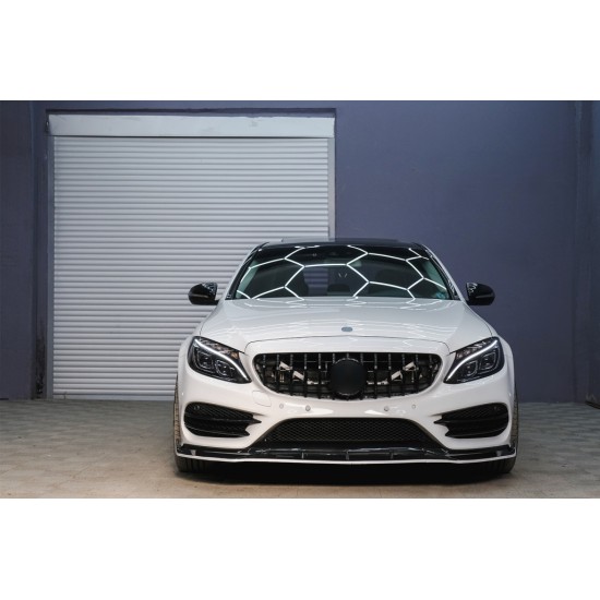 Μπροστινή μάσκα κατάλληλη για Mercedes C-Class W205 S205 C205 A205 (2014-2018) GT-R Panamericana Design Μαύρο χωρίς κάμερα