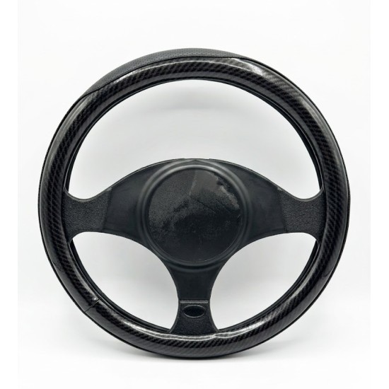 Κάλυμμα τιμονιού look carbon μαύρο δερματίνη 38cm