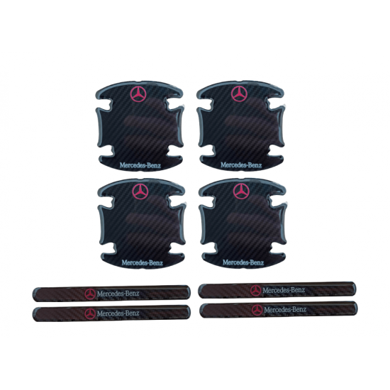 Σετ προστατευτικά αυτοκόλλητα σιλικόνης Look Carbon για το χερούλι της πόρτας - Mercedes-Benz