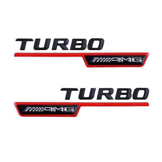 Μεταλλικά αυτοκόλλητα μαύρο/κόκκινο - TURBO AMG