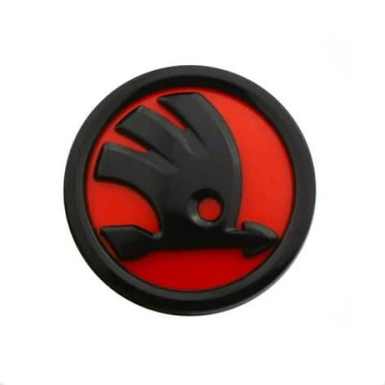 Σήμα 90mm κόκκινο/μαύρο γυαλιστερό - Skoda