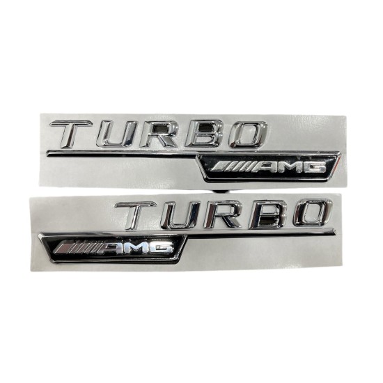 Μεταλλικά αυτοκόλλητα χρώμιο/μαύρο - TURBO AMG